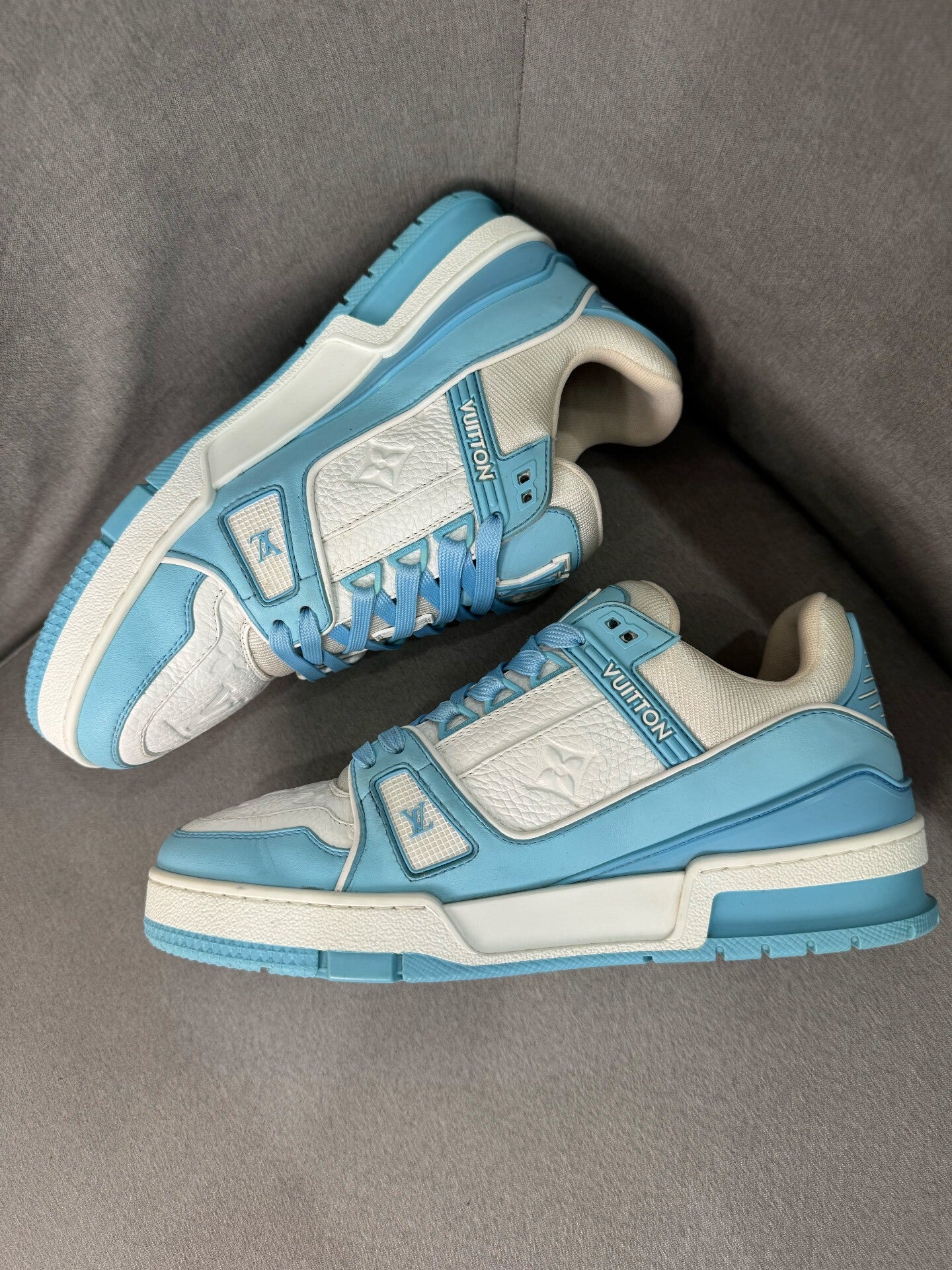 louis vuitton trainer sneakers in sky blue