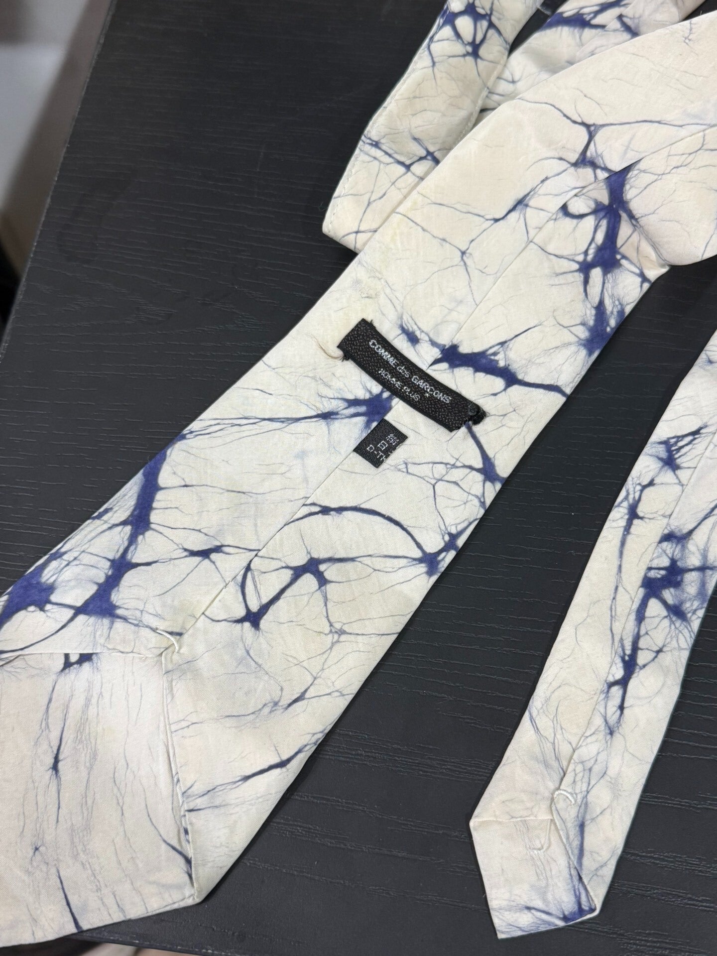 Comme des Garcons Blue Printed Silk Tie