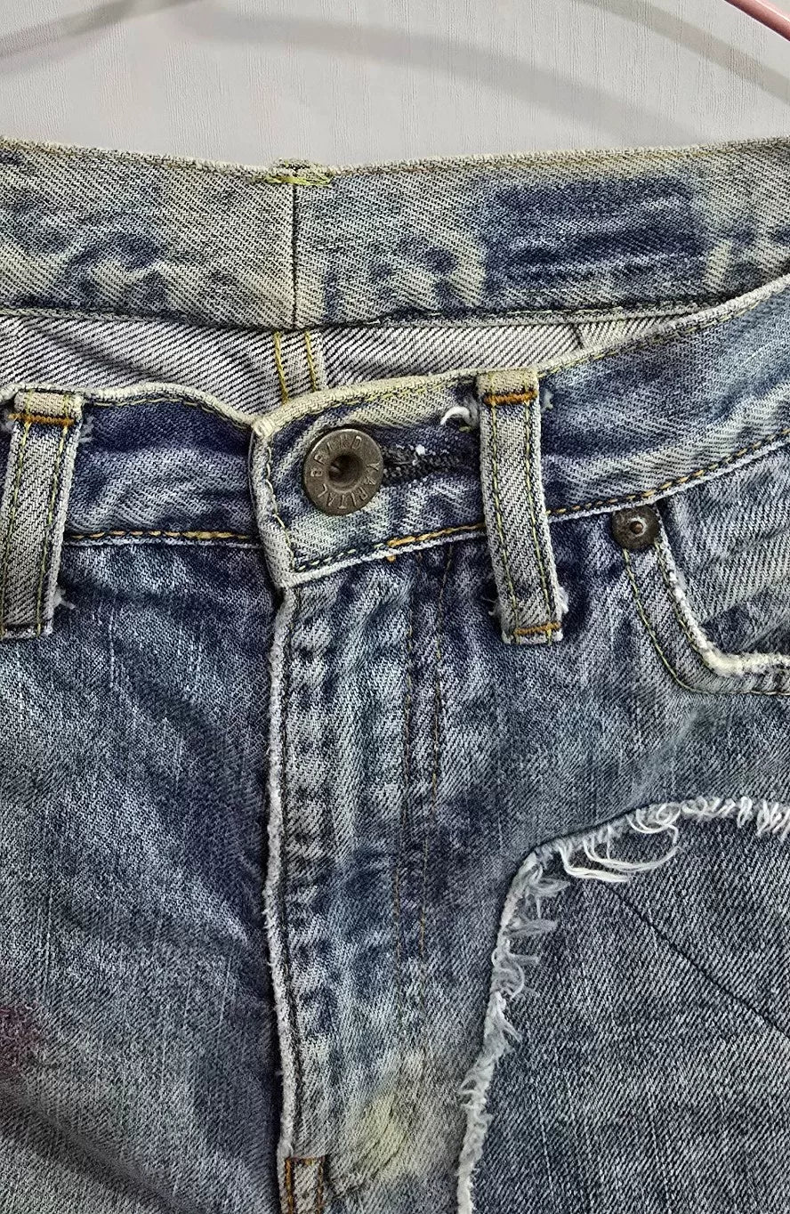 Kapital Embroidered Floral Smiley Patch Jeans