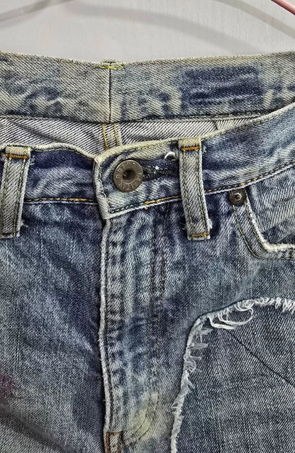 Kapital Embroidered Floral Smiley Patch Jeans