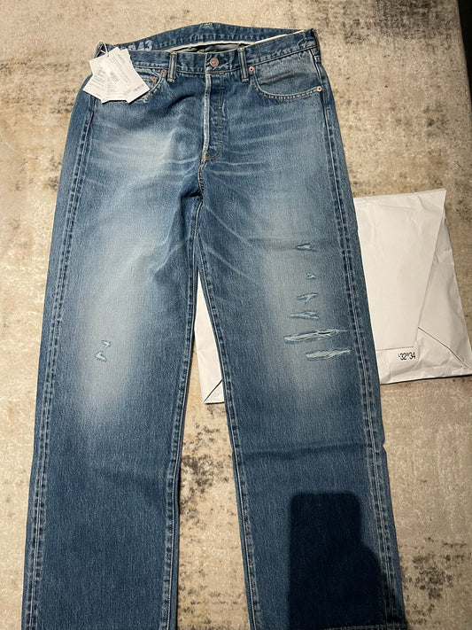 visvim wide damaged denim pants