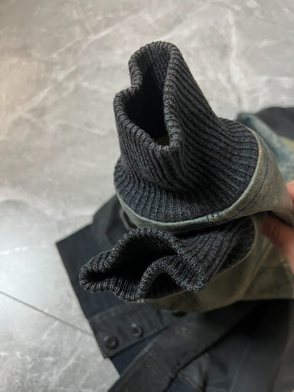 RRL Blue Dye Leather Sleeve Baseball Jacket