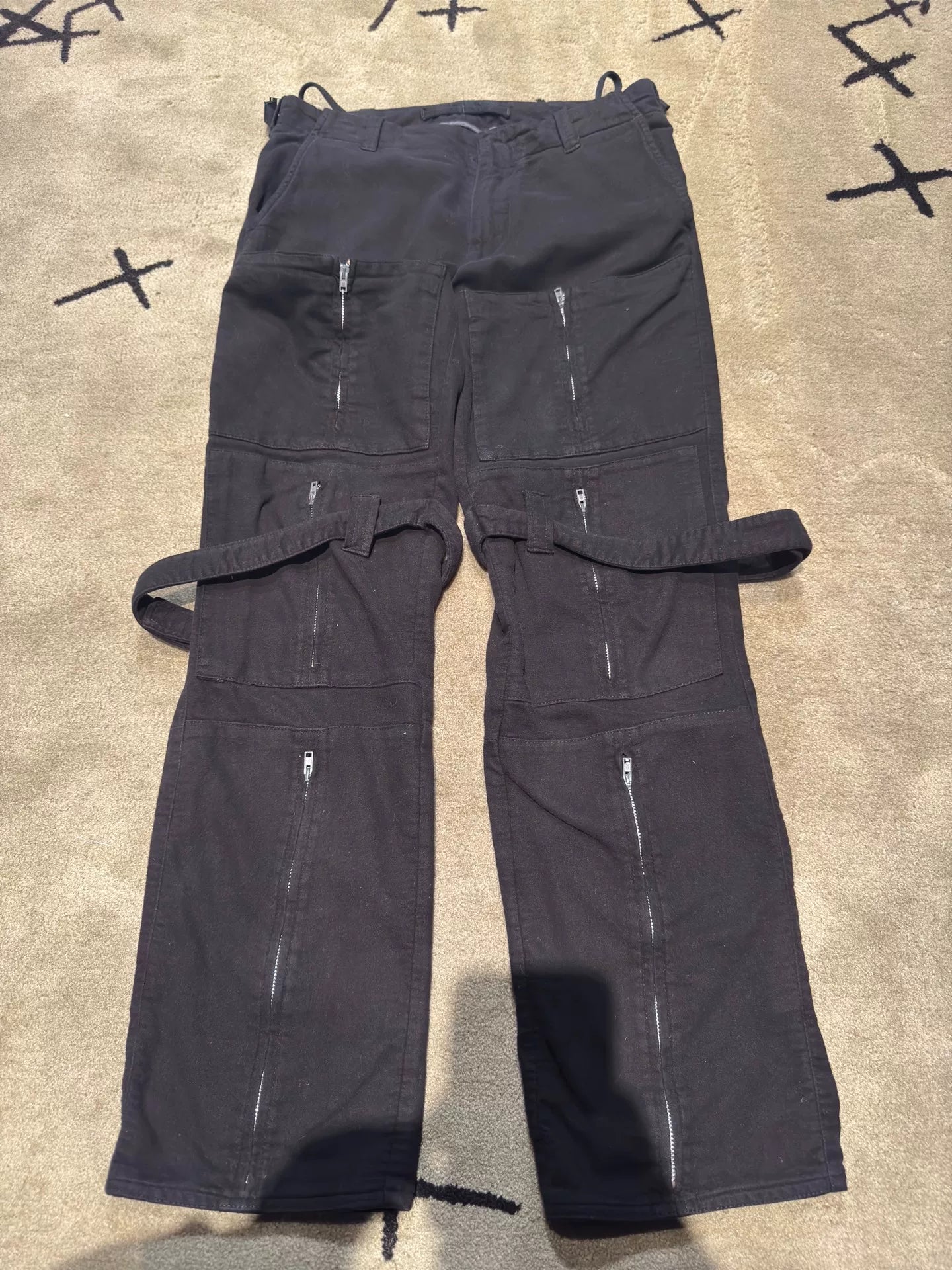 bondage pants with zippers and straps