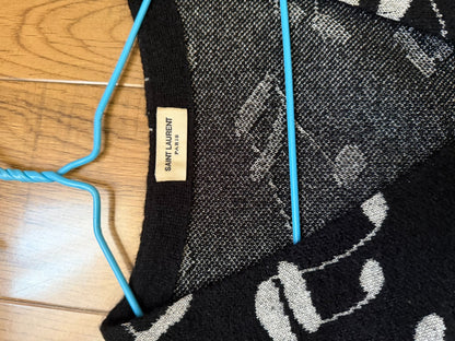 YSL Black Music Note Cardigan M