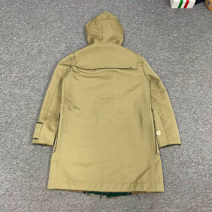 sacai khaki duffle coat with hood