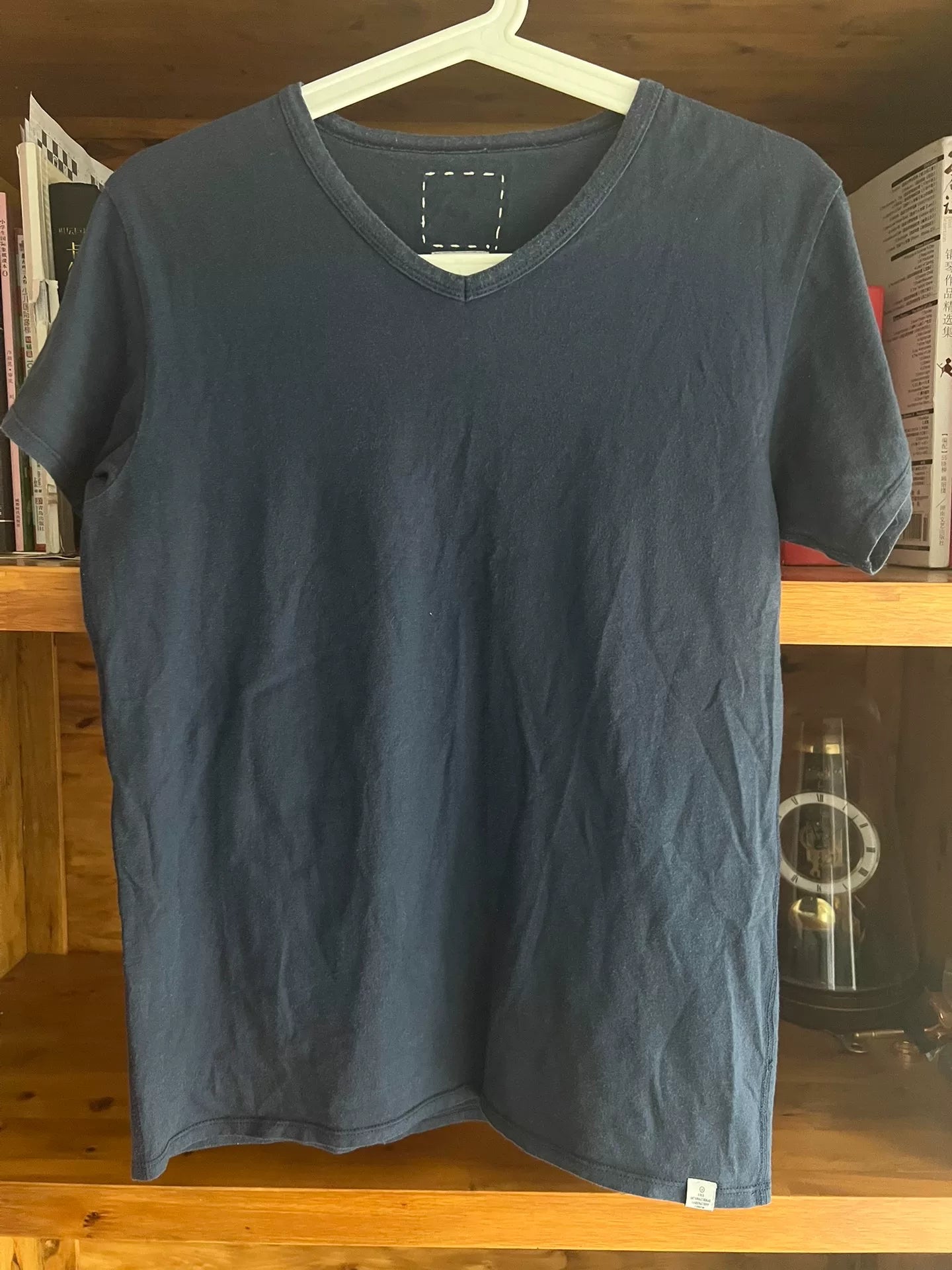 visvim Blue Dyed V-Neck Short Sleeve Tee