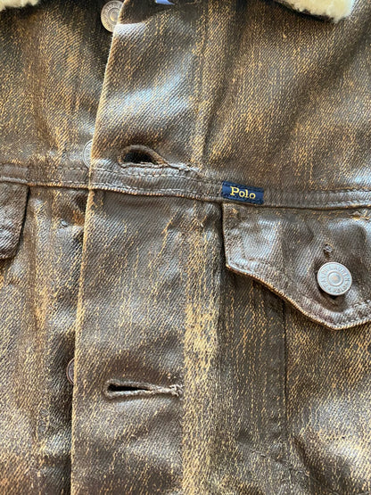 brown leather jacket with fur collar