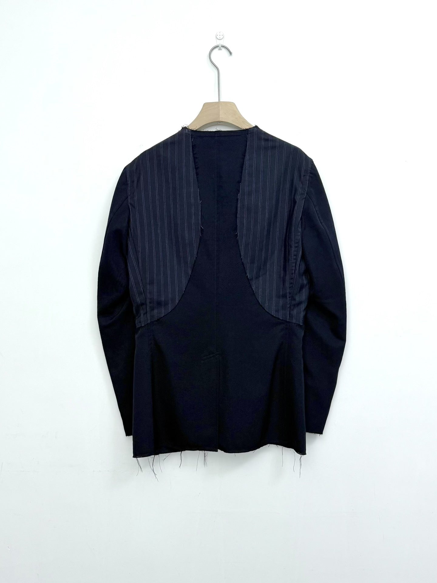 COMME des GARÇONS HOMME PLUS Deconstructed Striped Wool Blazer