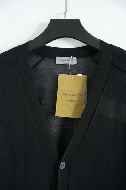 black lace panel knit cardigan