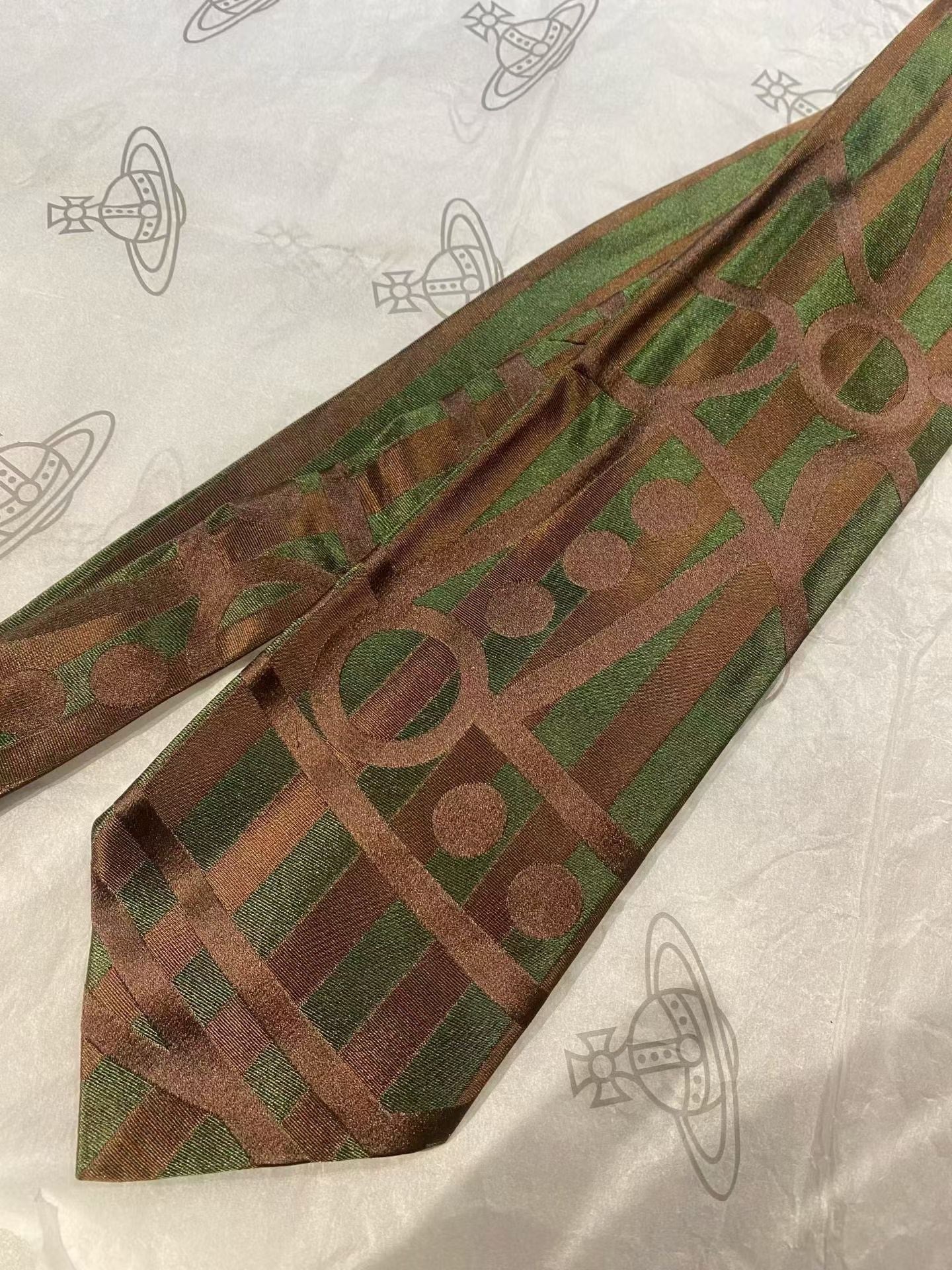 Vivienne Westwood Army Green Stripe Saturn Tie