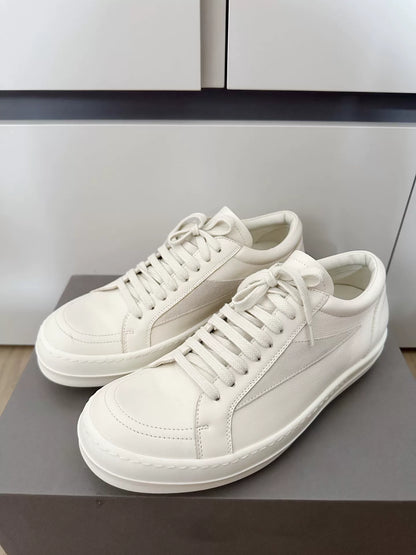 Rick Owens Shiny White Vans Style Shoes