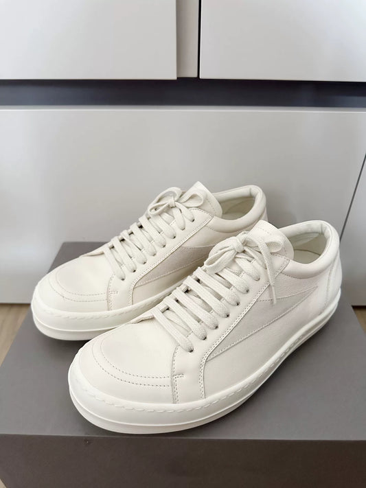 Rick Owens Shiny White Vans Style Shoes