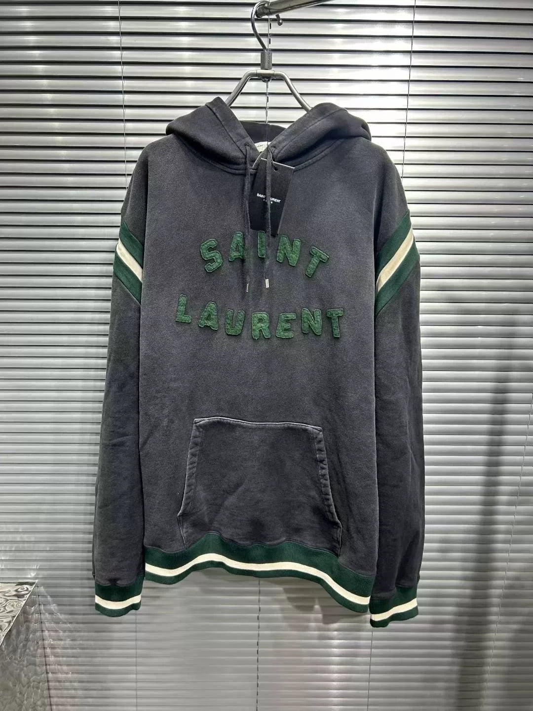 Saint Laurent Dark Gray Logo Hoodie
