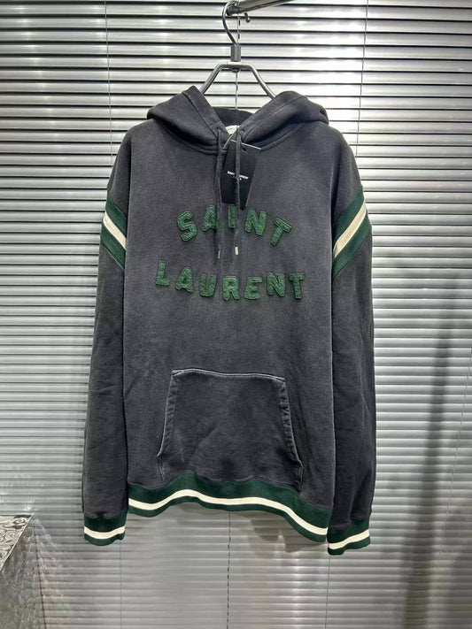 Saint Laurent Dark Gray Logo Hoodie