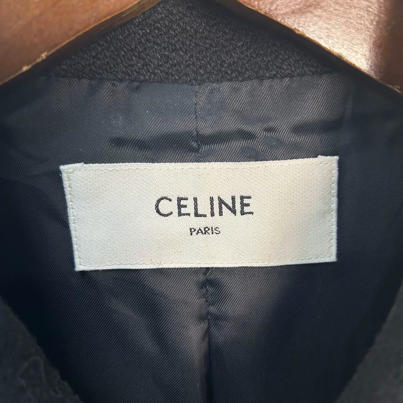celine classic baseball jacket in black and cream