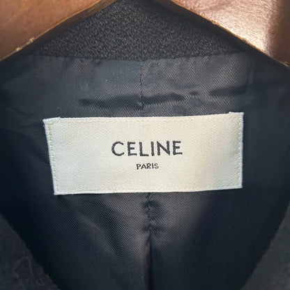celine classic baseball jacket in black and cream
