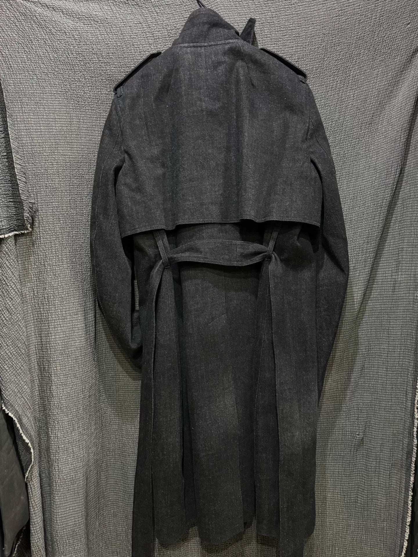rick owens black paint splash trench coat
