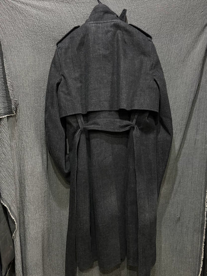 rick owens black paint splash trench coat