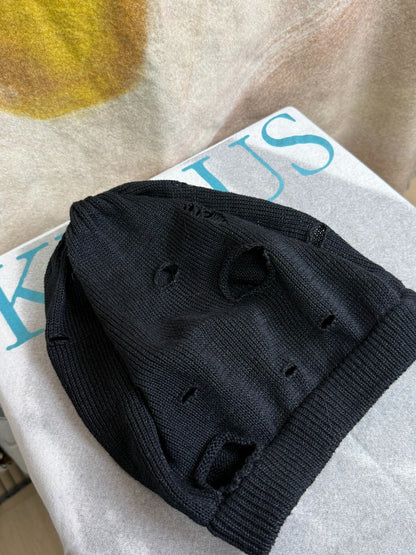 Yohji Yamamoto Distressed Black Beanie