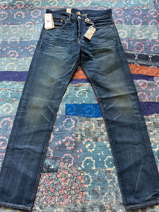 rrl slim fit distressed denim jeans