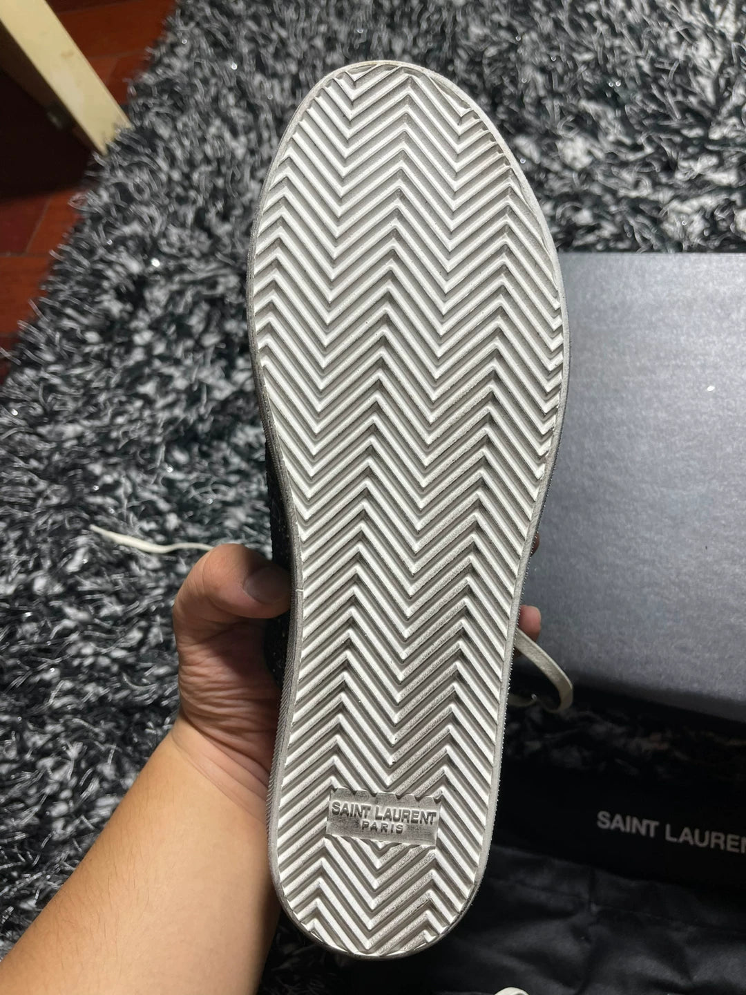 saint laurent glitter low-top sneakers