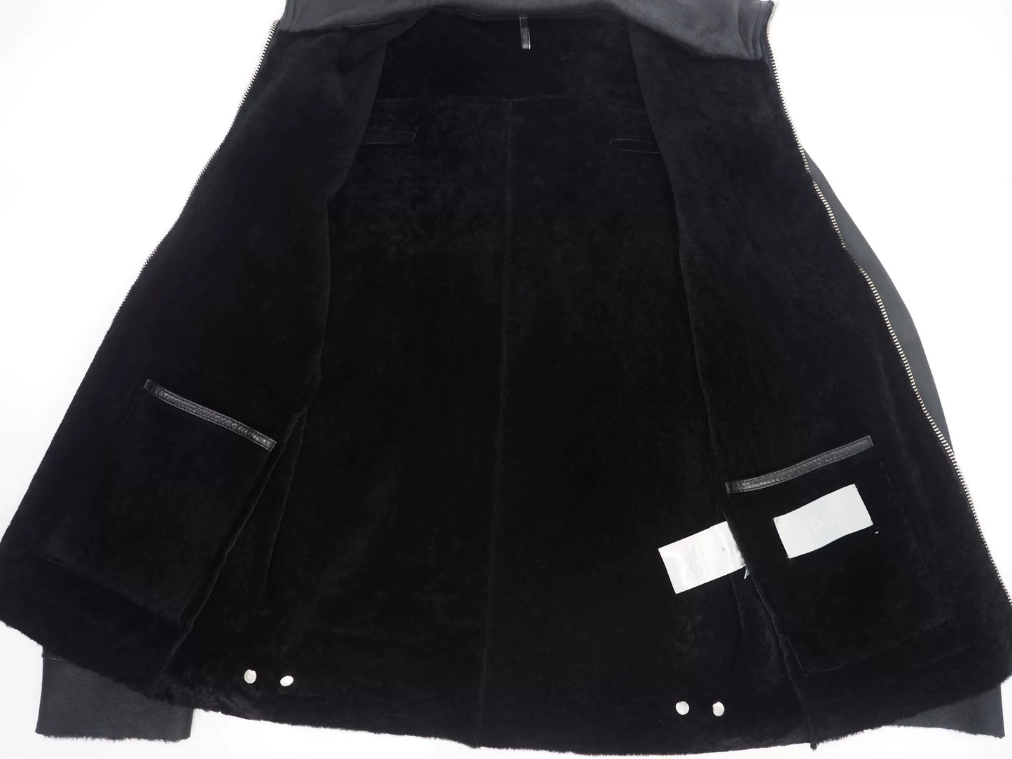 Dior Black Lamb Skin Shearling Jacket Size 46