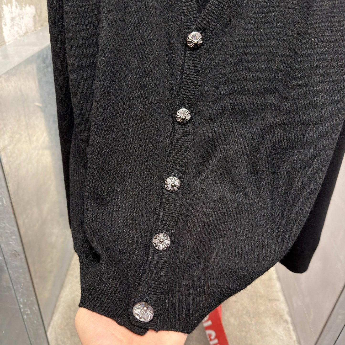 Chrome Hearts Silver Buckle Cashmere Cardigan