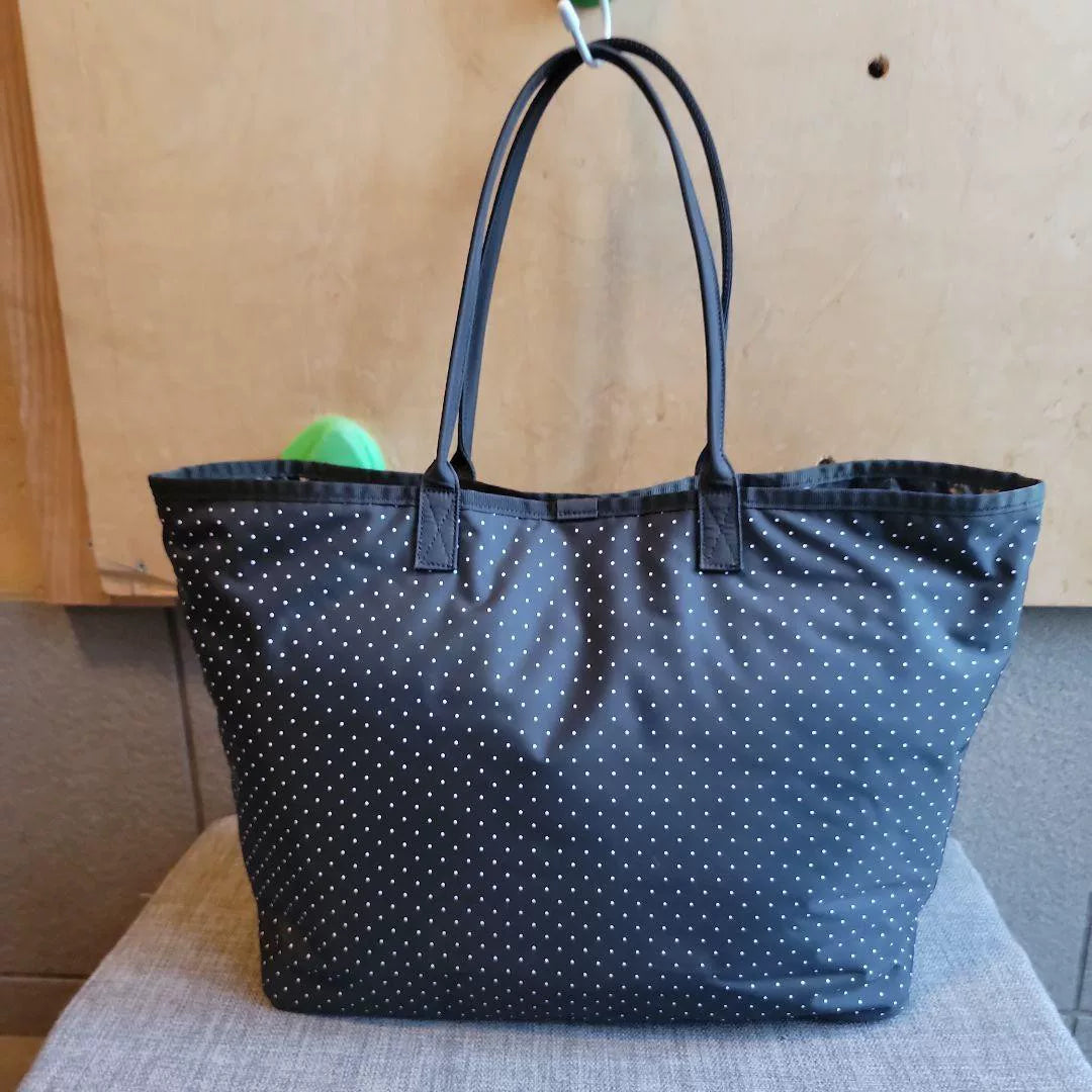 HEAD PORTER Black Polka Dot Tote Bag