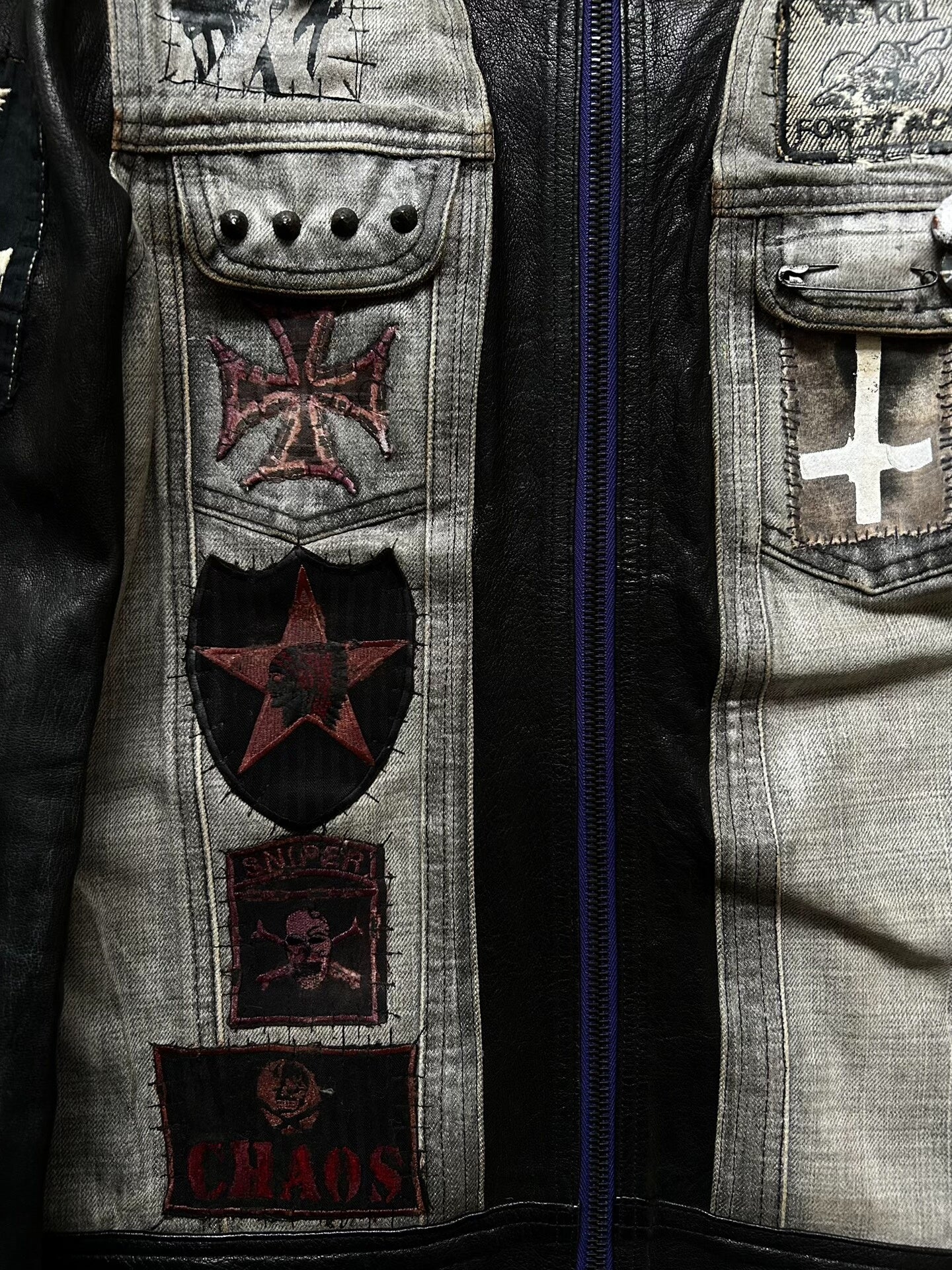 diamond dogs patchwork leather jacket