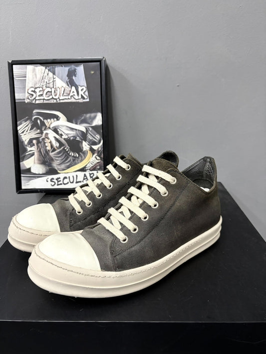 Rick Owens Low-Top Gray Leather Sneakers