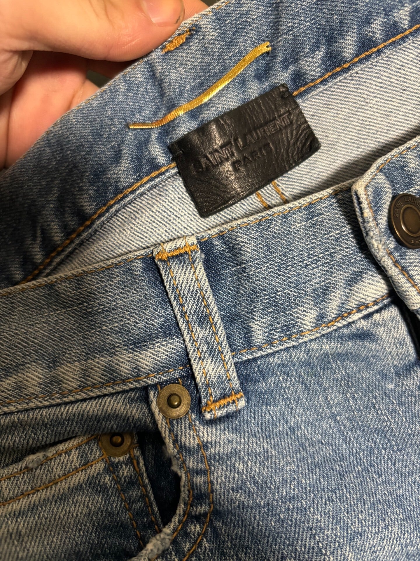 Saint Laurent Light Blue Distressed Jeans