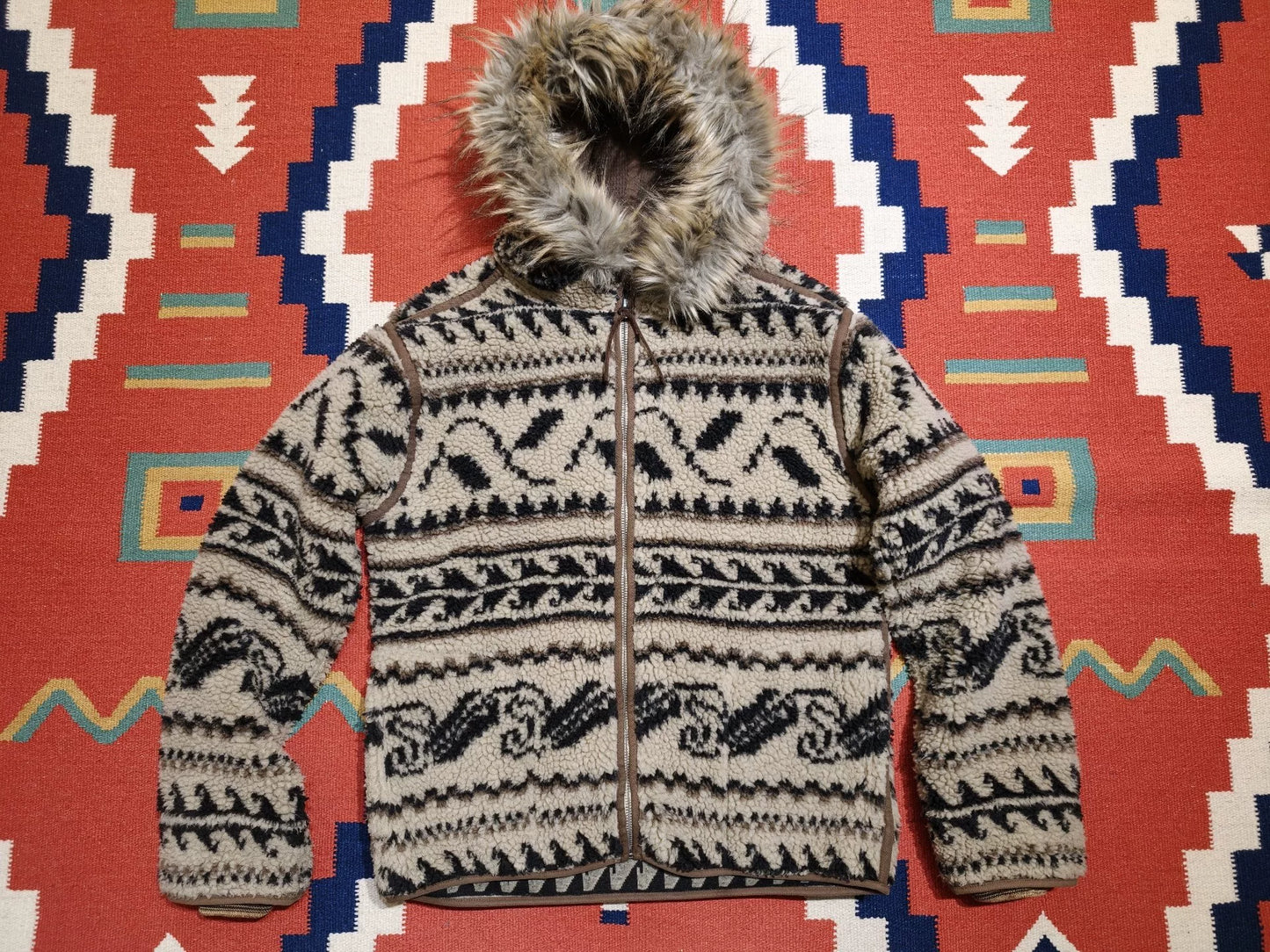 RRL Southwest Pattern Fleece Hoodie Size S