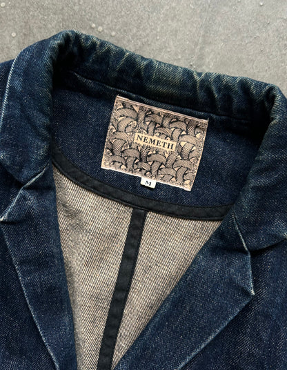 denim jacket with unique sleeves design