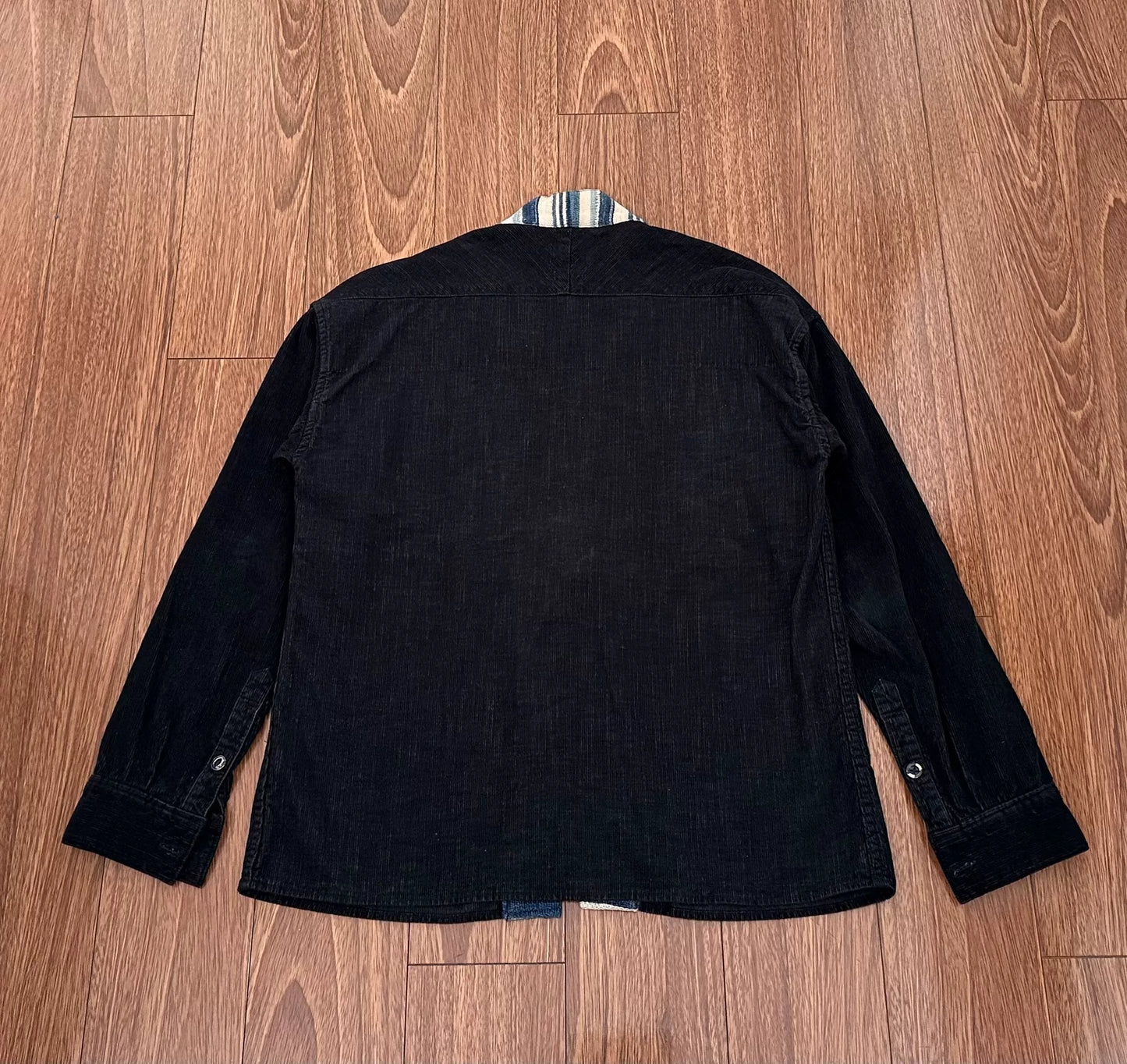 visvim lhamo shirt in black corduroy