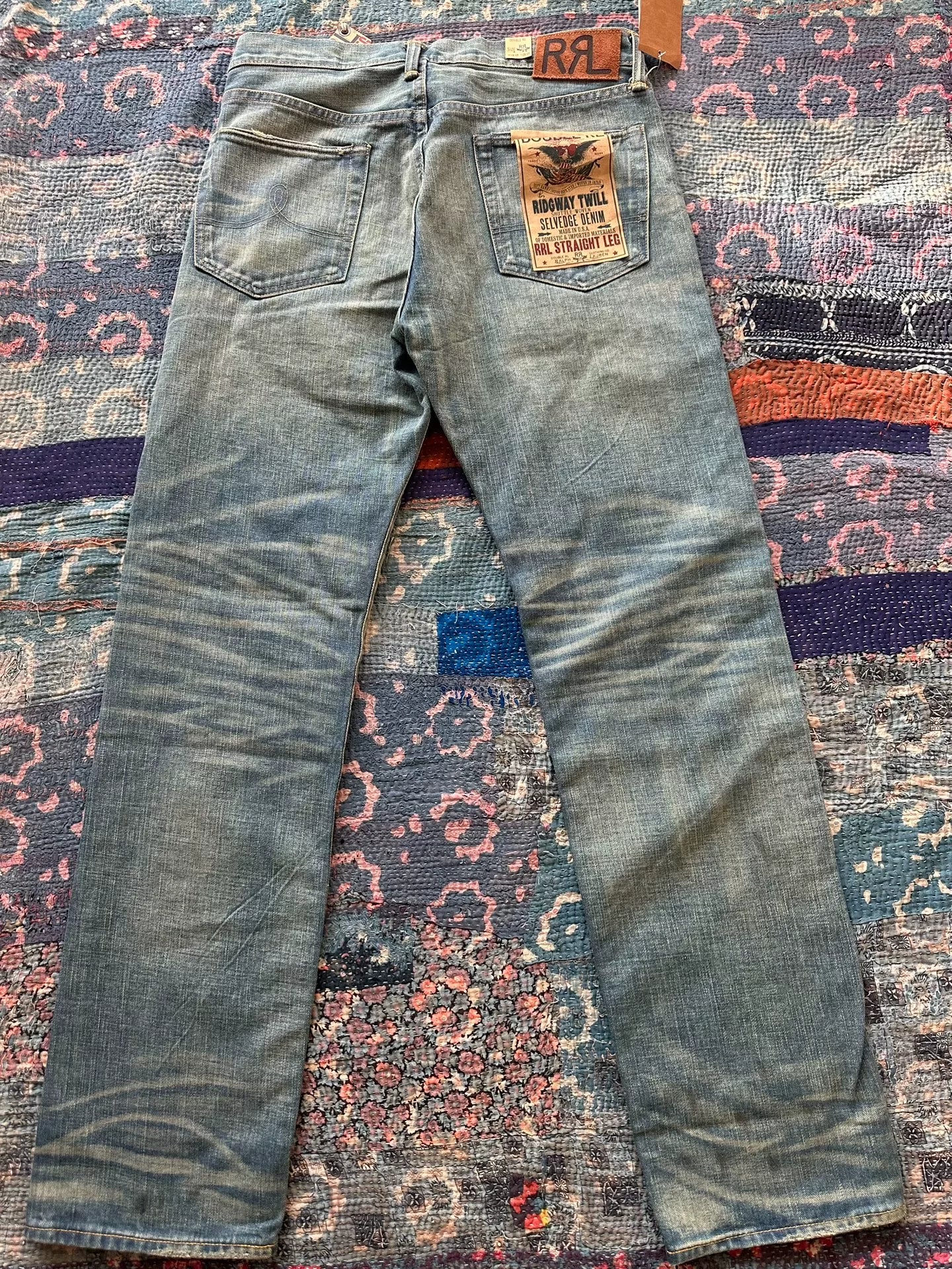rrl washed straight leg denim jeans