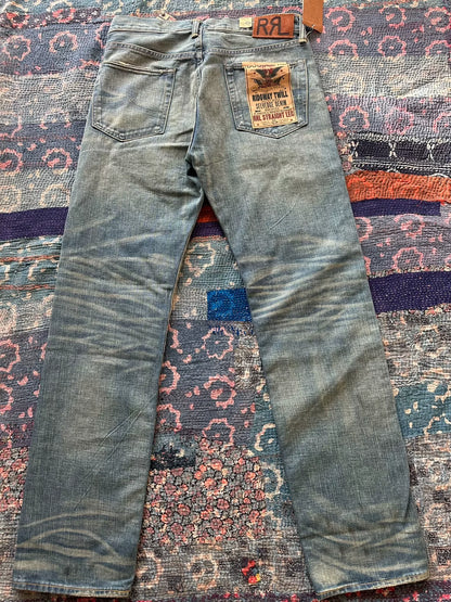 rrl washed straight leg denim jeans