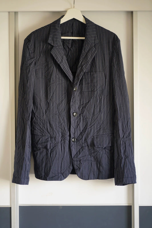 yohji yamamoto striped wrinkled suit jacket