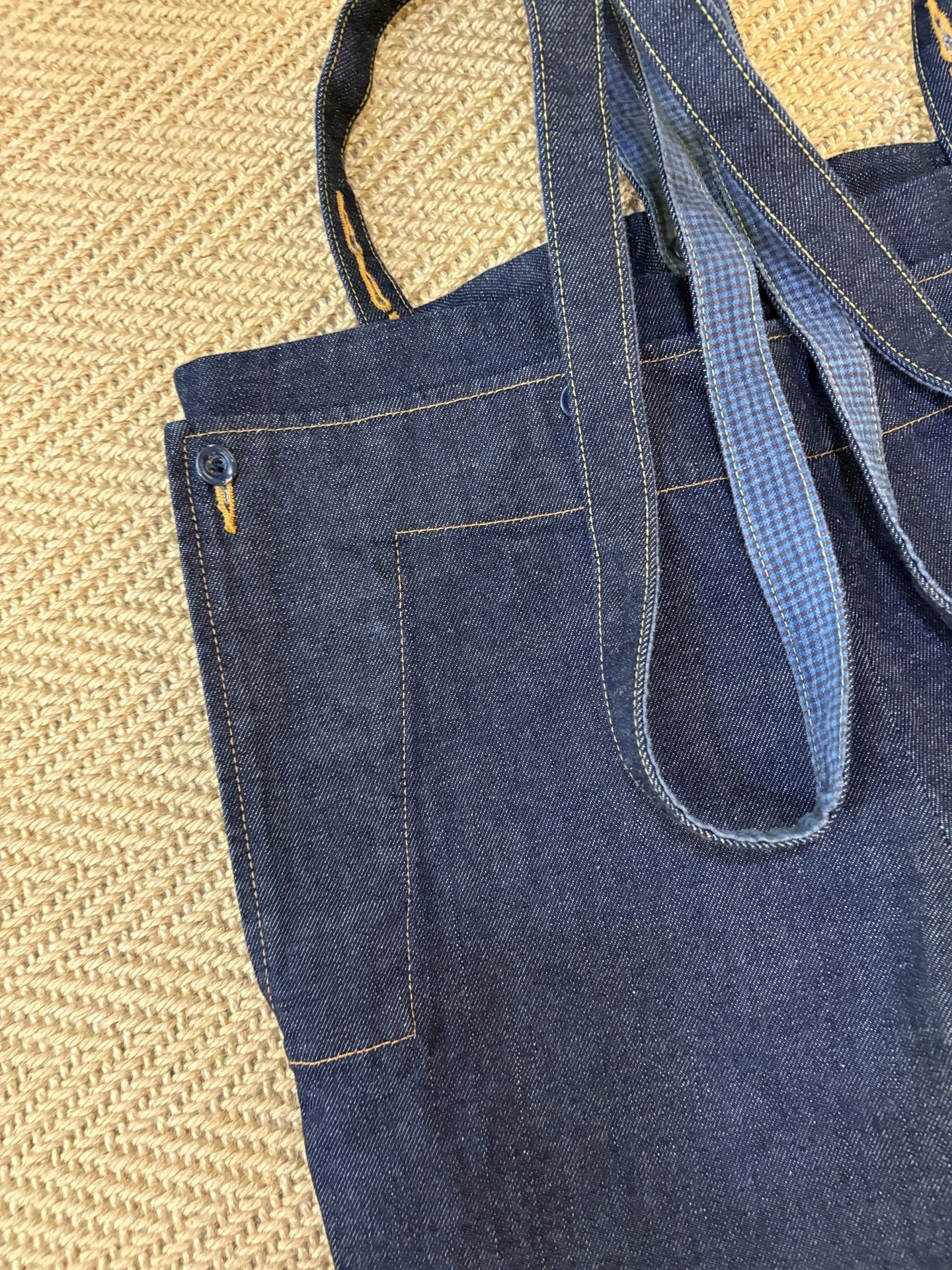 VISVIM Raw Denim Suspender Cropped Jeans