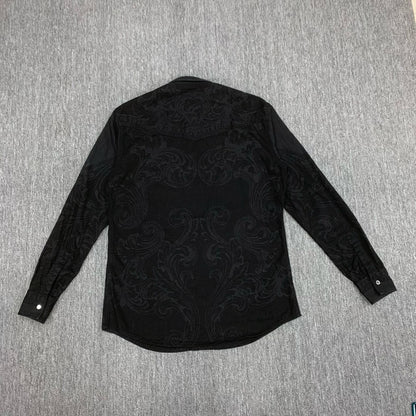 versace black patterned long sleeve shirt