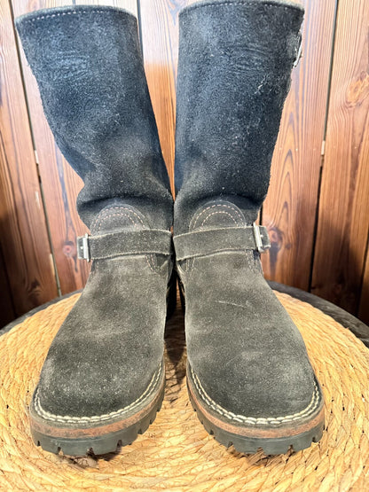 Wesco Boss 10" Black Suede Engineer Boots