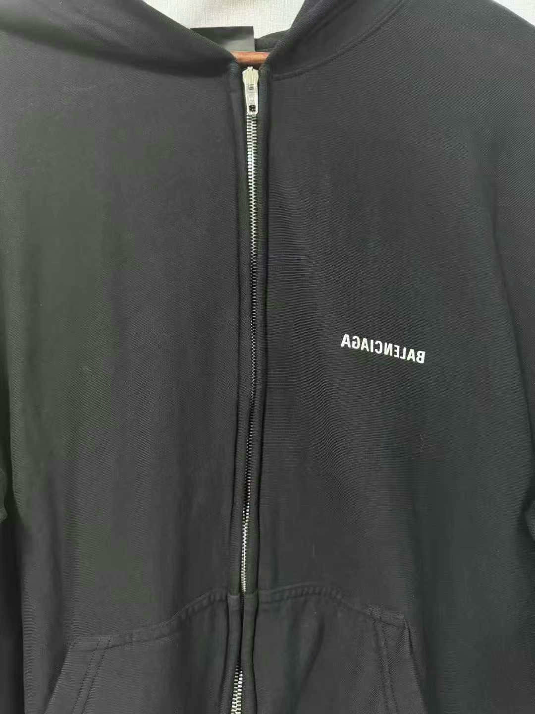 balenciaga logo zip-up jacket in black