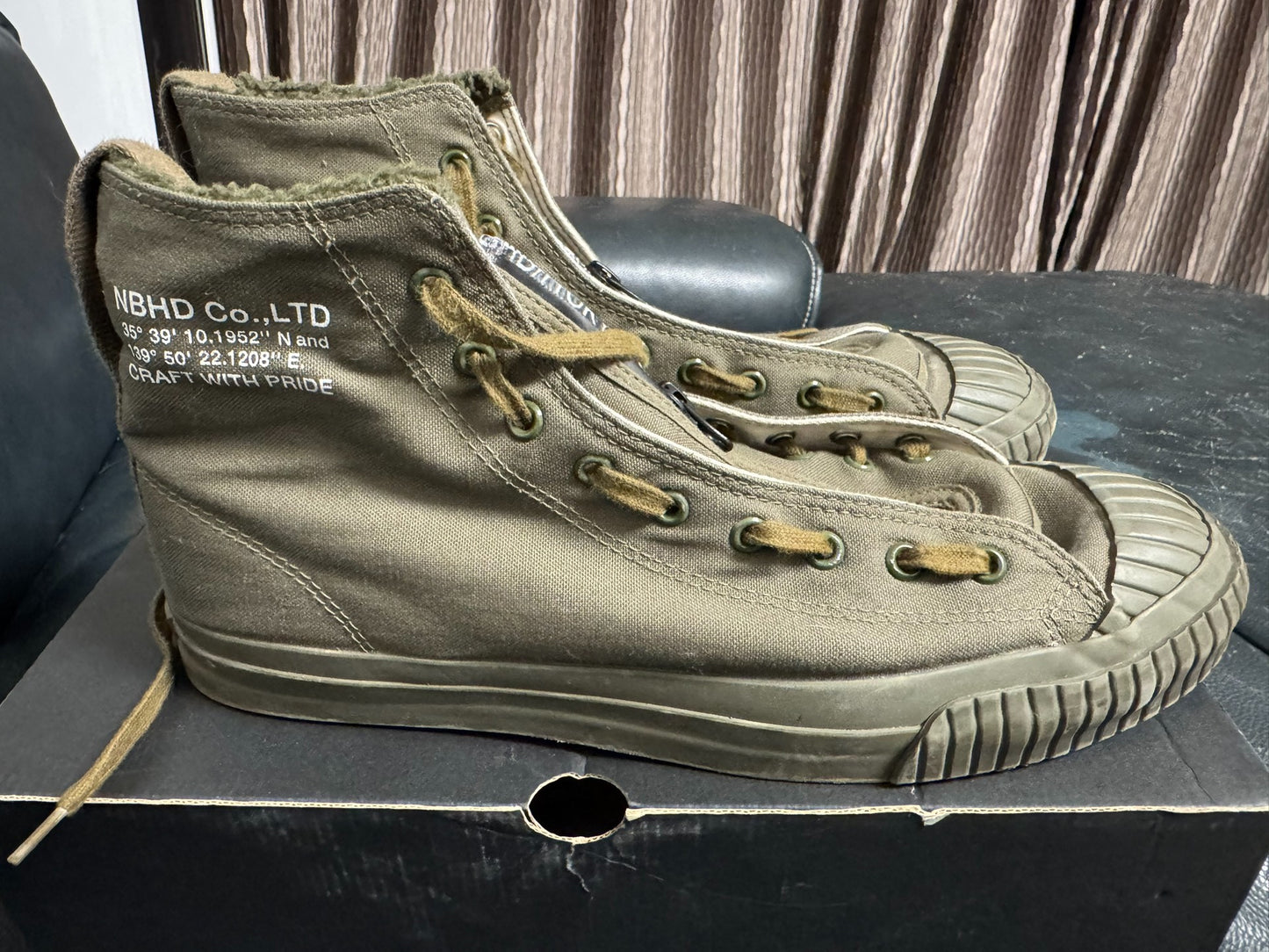 Neighborhood G.R-Hi Olive Drab Plush Canvas Shoes