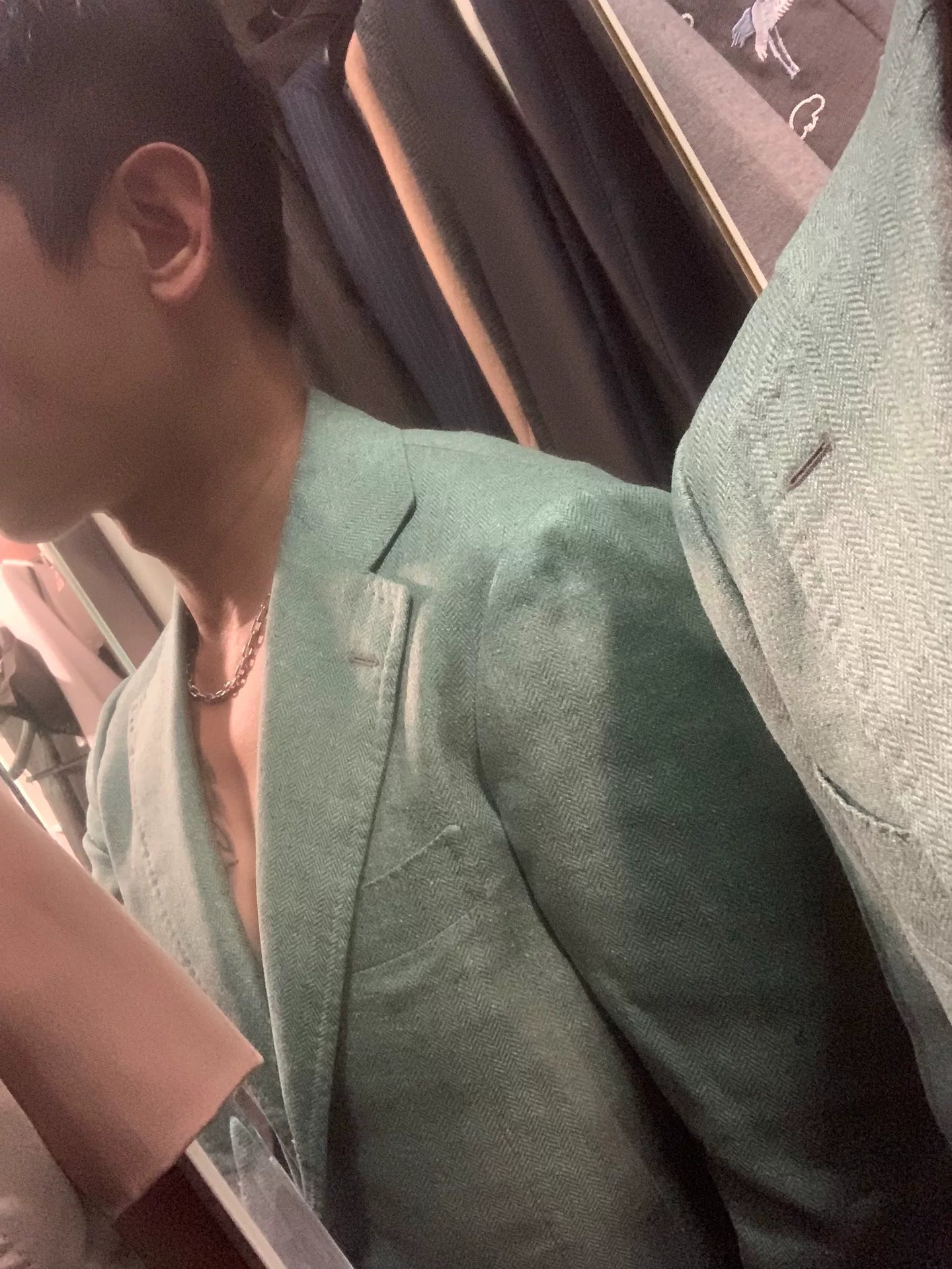 elegant light green silk suit jacket