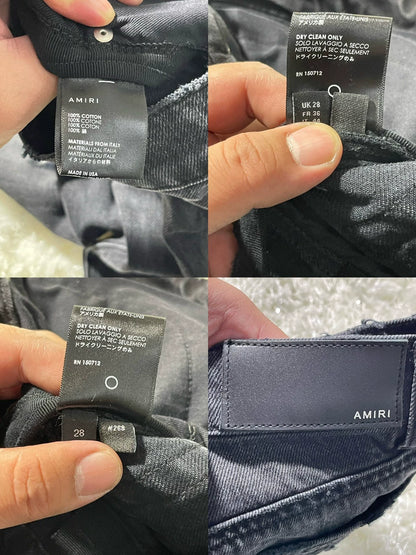 amiri destroyed slouch jeans in black