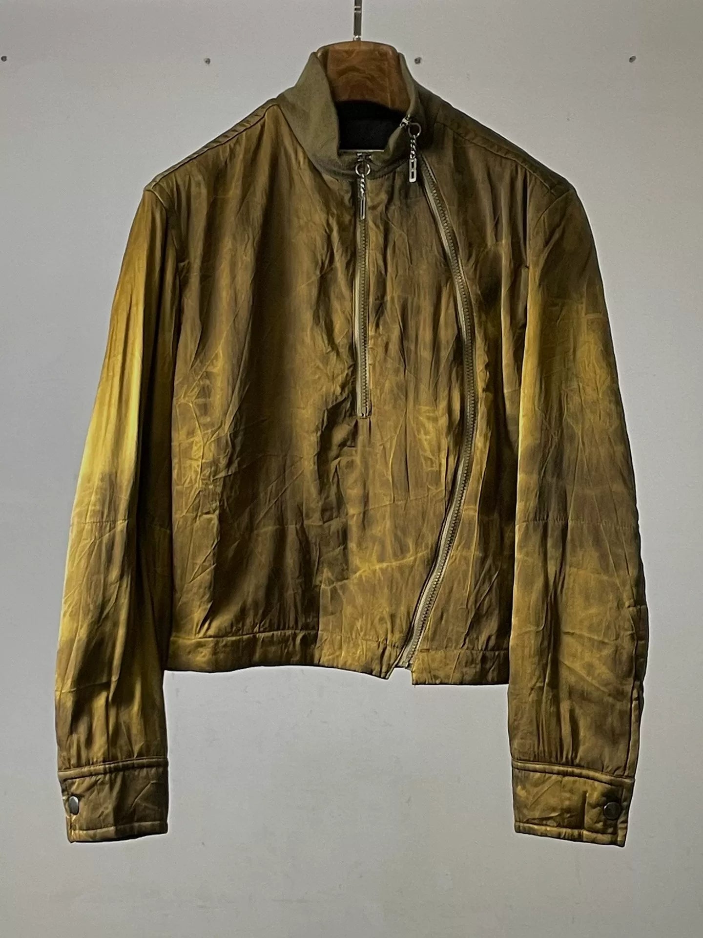 90s Gold Ripple Short Jacket by Dirk Bikkembergs