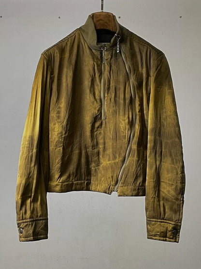 90s Gold Ripple Short Jacket by Dirk Bikkembergs