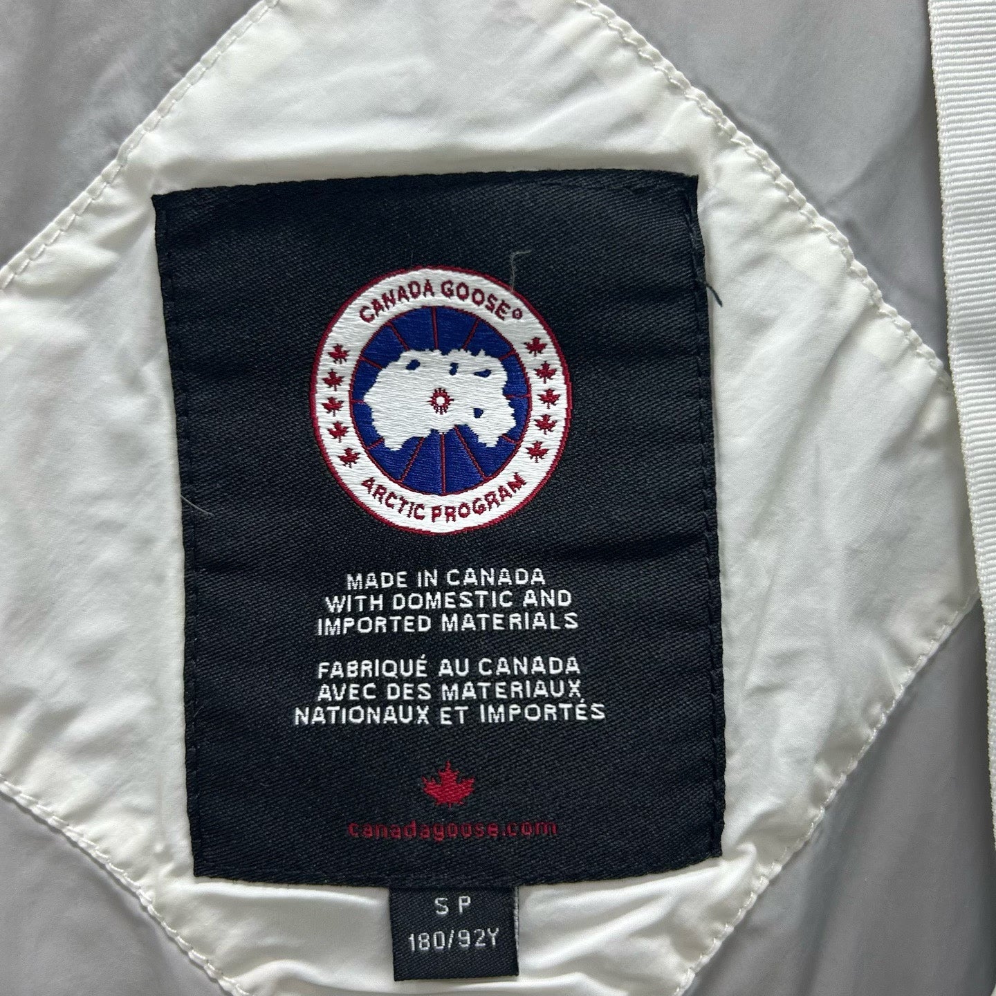canada goose everett white down jacket size s