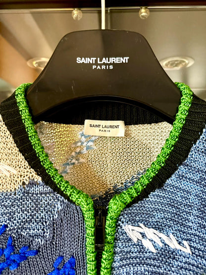 saint laurent embroidered knit jacket