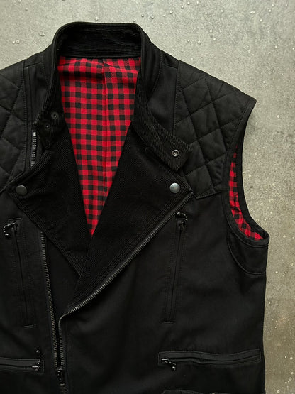 black motorcycle vest with quilted design
