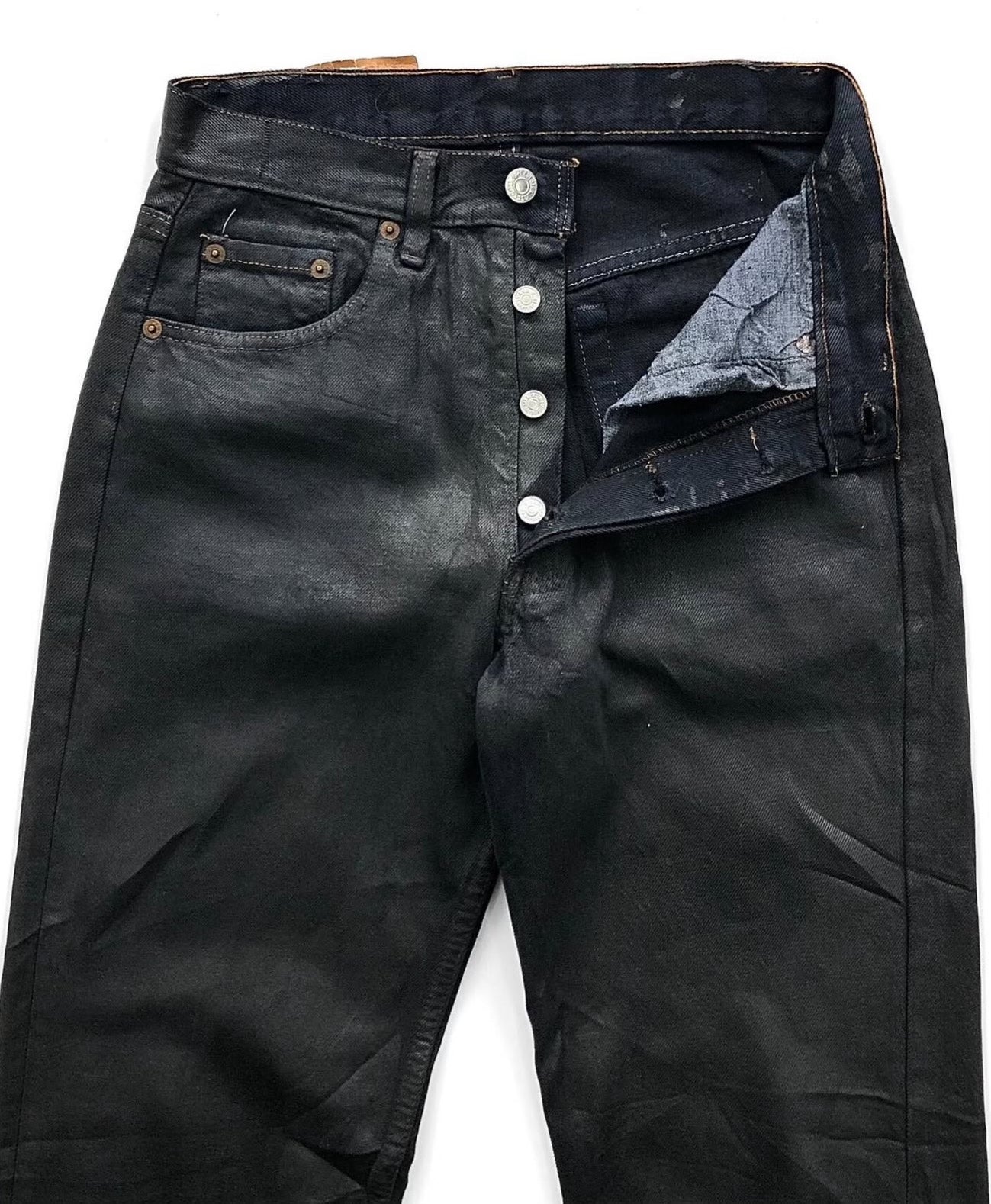 Vintage 1990s Levi's 501xx Black Coated Jeans